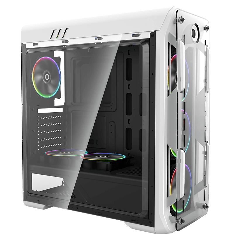 Case ATX GAMEMAX Optical, w/o PSU, 4x120mm ARGB fans, Fan controller, Transparent, USB3.0, White | Selia Marketplace | Magazin online Chișinău | Moldova