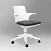 Scaun din plastic cu şezut tapiţat, 675x605x450x920 mm, alb cu șezut gri