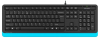 Keyboard A4Tech FK10, Multimedia Hot Keys, Laser Inscribed Keys , Splash Proof, Black/Blue, USB