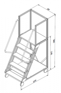 Scara cu platformă Gama Cirrus 1148x1079x700 mm, 4+1 trepte