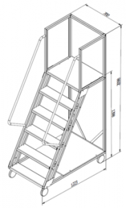 Scara cu platforma Gama Cirrus 1398x1223x700 mm, 5+1 trepte