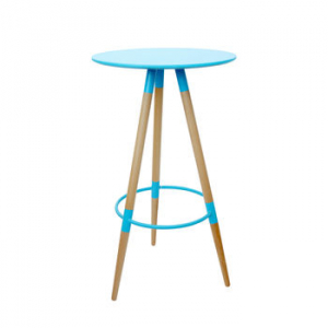 Masă - bar rotundă cu suprafaţă din MDF şi picioare din lemn 600x1050 mm, albastru