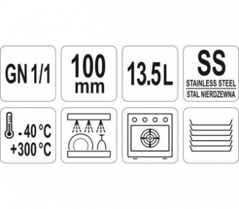 Recipient din oțel inoxidabil GN 1/1 100