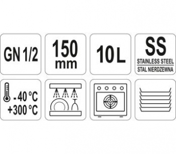 Recipient din oțel inoxidabil GN 12 150 mm