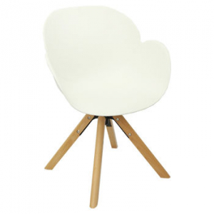 Scaun din plastic şi picioare de lemn cu suport din oţel cromat 600x580x840 mm