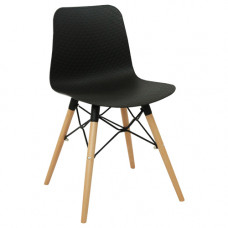 Scaun din plastic şi picioare de lemn cu suport metalic 470x450x795 mm