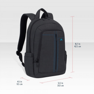 16"/15" NB backpack - RivaCase 7560 Canvas Black Laptop, Fits devices 29,5x38,0x4,5cm