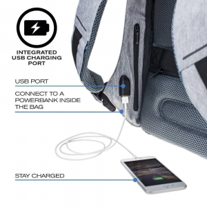 Backpack Bobby Compact, anti-theft, P705.655 for Laptop 14" & City Bags, Camouflage Blue 