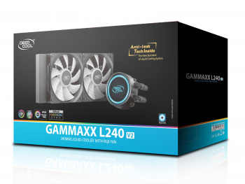 AIO Liquid Cooling Deepcool "GAMMAXX L240 V2" (≤30 dB(A), 69.34 CFM, 2x120mm, RGB LED, 250W, 1293g)