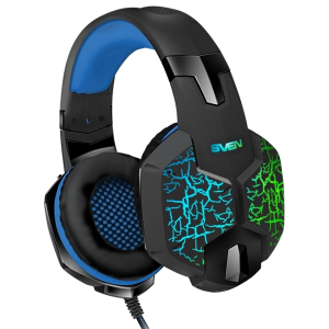 Gaming Headset SVEN AP-U980MV, 50mm drivers, 20-20000Hz, 32 Ohm, 108dB, 365g., USB, Black/Blue 