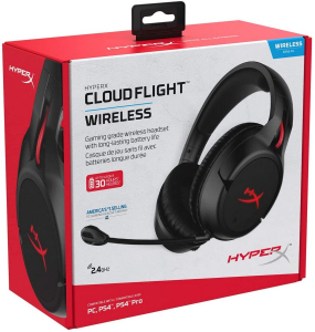 Wireless Gaming Headset HyperX Cloud Flight, 50mm driver, 32 Ohm, 20-20000hz, 106db, 315g., 2.4Ghz