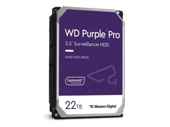 3.5" HDD 22.0TB-SATA-512MB Western Digital  "Purple Pro (WD221PURP)", Surveillance, CMR 