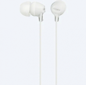 Earphones  SONY  MDR-EX15AP, Mic on cable,  4pin 3.5mm jack L-shaped, Cable: 1.2m, White
