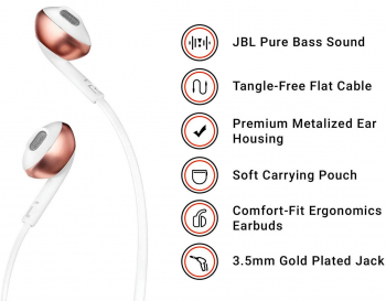 Earphones  JBL  T205 Rose Gold