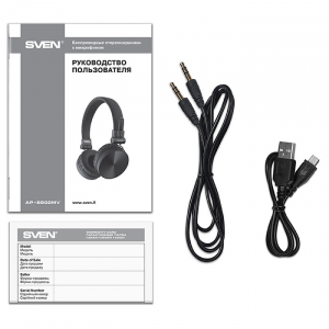 Bluetooth Headset SVEN AP-B500MV with Mic, Black, 4pin 3.5mm mini-jack