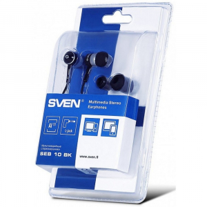 Earphones SVEN E-10 BK / SEB 10 BK - Silver-Black