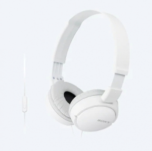 Headphones  SONY  MDR-ZX110AP, Mic on cable,  4pin 3.5mm jack L-shaped, Cable: 1.2m, White