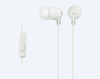 Earphones  SONY  MDR-EX15AP, Mic on cable,  4pin 3.5mm jack L-shaped, Cable: 1.2m, White