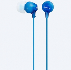 Earphones  SONY  MDR-EX15LP, 3pin 3.5mm jack L-shaped, Cable: 1.2m, Blue