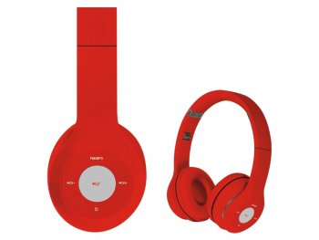 Bluetooth HeadSet Freestyle"SoloFH0915" RED, 3.5mm jack, Mic, MicroSD slot, FM, USBcharg,400mAh