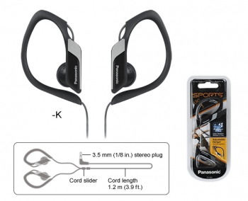  Clip Type Earphones Panasonic RP-HS34E-K Black, w/o Mic, 1 x mini-jack 3.5mm