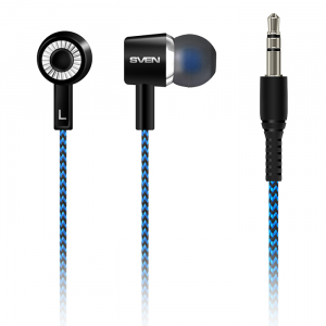 Earphones SVEN E-106  Black/Blue, 3pin 3.5mm mini-jack