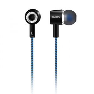 Earphones SVEN E-106  Black/Blue, 3pin 3.5mm mini-jack