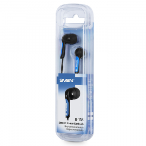 Earphones SVEN E-135  Black/Blue, 3pin L-3.5mm mini-jack