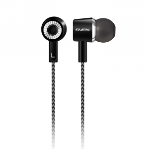 Earphones SVEN E-109M, Black, with Microphone, 4pin 3.5mm mini-jack, cable 1.2m