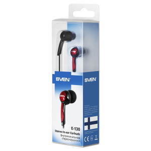 Earphones SVEN E-130  Black/Red, 3pin 3.5mm mini-jack