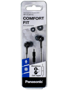  Earphones Panasonic RP-TCM115GCK Black, Mic, 4pin 1*mini-jack 3.5mm