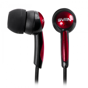 Earphones SVEN E-130  Black/Red, 3pin 3.5mm mini-jack