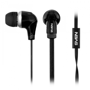 Earphones SVEN SEB-260M - Black, with Microphone, 4pin 3.5mm mini-jack