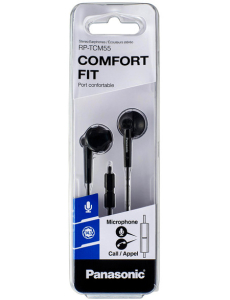  Earphones Panasonic RP-TCM55GC-K Black, Mic, 4pin 1*mini-jack 3.5mm