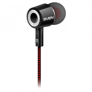 Earphones SVEN E-108  Black/Red, 3pin 3.5mm mini-jack