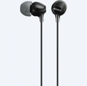 Earphones  SONY  MDR-EX15AP, Mic on cable,  4pin 3.5mm jack L-shaped, Cable: 1.2m, Black