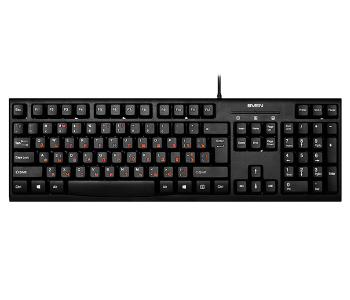 Keyboard SVEN KB-S300, Traditional layout, Quiet, Splash proof, Black, USB