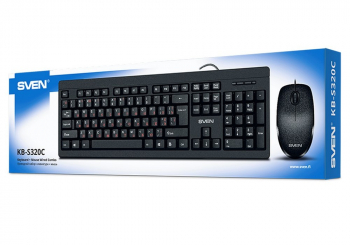 Keyboard & Mouse SVEN KB-S320C, Fullsize layout, Splash proof, Fn key, Black, USB