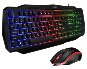 Gaming Keyboard & Mouse SVEN GS-9100, Splash proof, Fn key, Backlighting, Black, USB