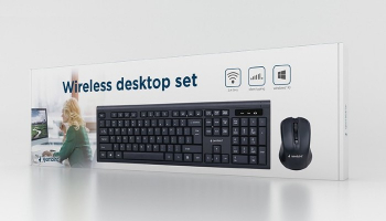 Wireless Keyboard & Mouse Gembird KBS-WM-03-RU, Multimedia, Nano reciver, 2.4GHz, 1xAA/1xAAA, Black