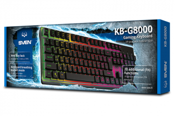 Gaming Keyboard SVEN KB-G8000, Breathing backlighting mode, WinLock, 20 Fn keys, Black, USB