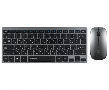 Wireless Keyboard & Mouse Qumo Paragon, Ultra-thin, Compact, Fn key, Rechargeable, 2.4 Ghz, Silver