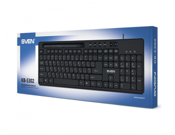 Keyboard SVEN KB-S302, Multimedia, Tray for smartphone, Black, USB