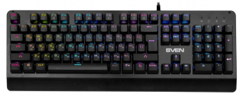 Gaming Keyboard SVEN KB-G9700 Mechanical, Red SW, RGB, Anti ghosting, Metal plate, Black, USB  
