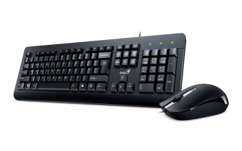 Keyboard & Mouse Genius KM-160, Spill resistant, Laser Engraving, Black, USB 