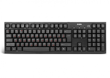 Keyboard SVEN Standard 304, Classic layout, Quiet, 1xUSB port, Black, USB + HUB
