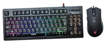 Gaming Keyboard & Mouse Qumo Pandemonium, Compact, Fn key, RGB, AntiGhosting, Black, USB