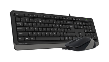 Keyboard & Mouse A4Tech F1010, Laser Engraving, Splash Proof, 1600 dpi, 4 buttons, Black/Grey, USB