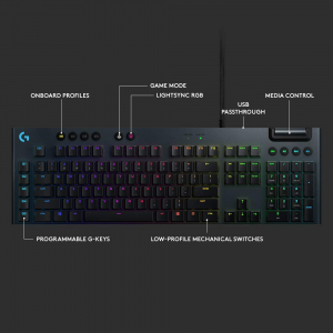 Gaming Keyboard Logitech G815, Mechanical, Ultra thin, GL Linear, RGB, G-Keys, Media control , USB