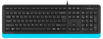 Keyboard A4Tech FK10, Multimedia Hot Keys, Laser Inscribed Keys , Splash Proof, Black/Blue, USB